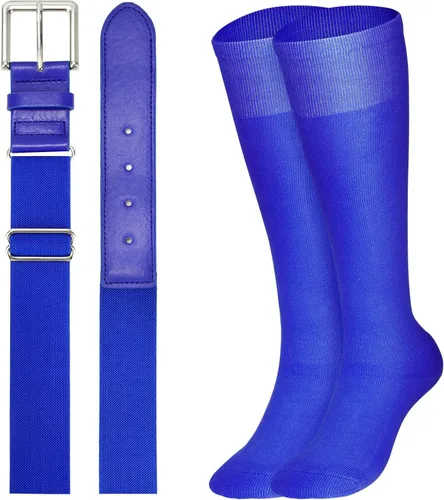 Vista 7 de XZQTIVE Conjunto combinado de calcetines de béisbol y softbol y cinturón de béisbol y sóftbol, calcetines de fútbol hasta la rodilla para niños
