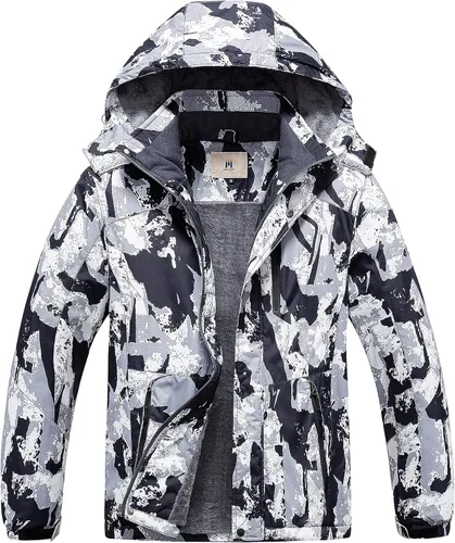 Vista 13 de CREATMO US Chaqueta de esquí impermeable de montaña para hombre, resistente al viento, abrigo de invierno cálido para snowboard