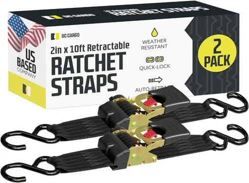 Vista 9 de DC Cargo Mall Correas de trinquete retráctiles automáticas (paquete de 4) de 1 pulgada x 6 pies, resistentes, resistencia a la rotura de 1,522