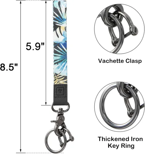 Vista 3 de Llavero de mano con correa para muñeca, pulsera con llavero de automóvil, diseño de rayas