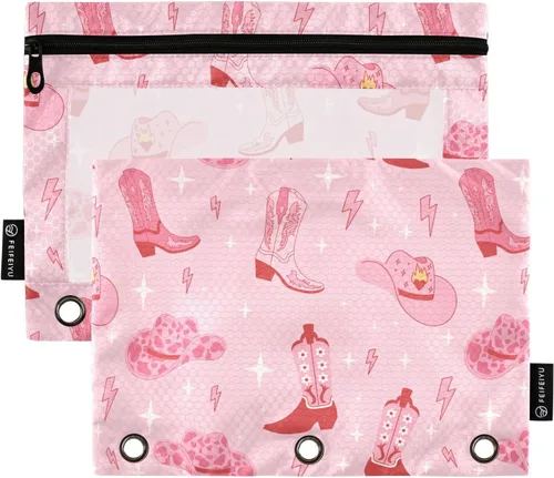 Vista 35 de Estuche de béisbol blanco para lápices de 3 anillas, paquete de 2 carpetas para lápices, estuche transparente con cremallera, bolsa de cosméticos