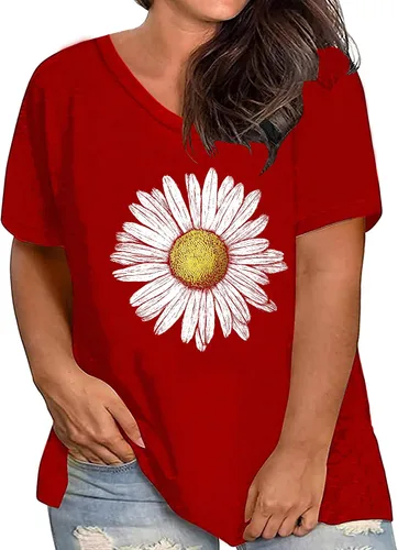 Vista 2 de Camisetas de talla grande con estampado de girasoles para mujer, camisetas inspiradoras de verano