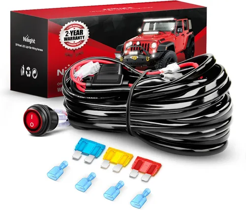 Vista 14 de Nilight Kit de arnés de cableado de barra de luz LED de cobre, 1 cable de 12 AWG resistente 12 V, interruptor de encendido y apagado, fusible