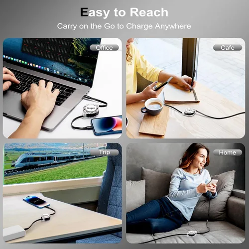 Vista 4 de Miger Cable USB C a Lightning [2 unidades de 4 pies] Cargador retráctil para iPhone de carga rápida tipo C a Lightning Cable de carga MFi
