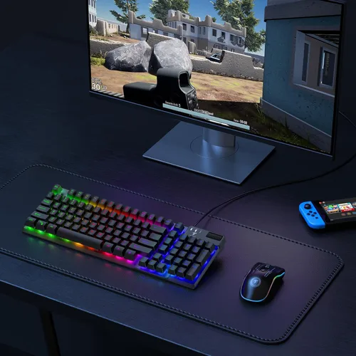 Vista 9 de TECURS Gaming Keyboard-Wired USB Keyboard with LED Backlit, Silent Spill-Resistant Membrane Keyboard,Anti-Ghosting Keys,Durable for