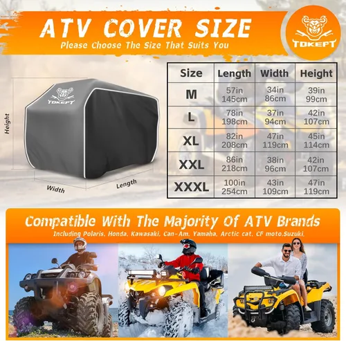 Vista 2 de Funda para ATV impermeable de alta resistencia con hebilla, funda para 4 ruedas a prueba de polvo, anti UV, a prueba de viento, para todo clima