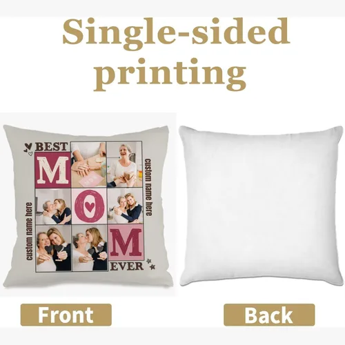 Vista 2 de Customizable Pillowcase with 6 Images and Text Dedicated to Mom, Decorative Cushion offering a Warm Gift for Anniversaries Birthdays Christmas or 6