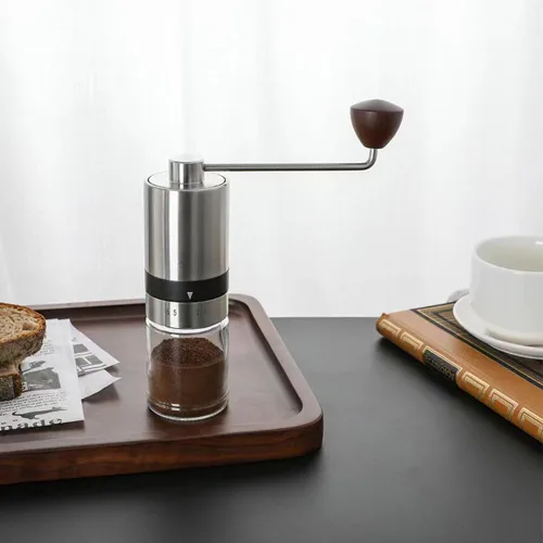 Vista 4 de Molinillo de café manual de acero inoxidable con rebaba cónica ajustable de diente de dragón, sin energía, molinillo portátil de espresso