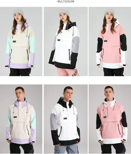 Vista 7 de SEARIPE Chaqueta de esquí para mujer, con capucha, para nieve, impermeable, para usar al aire libre