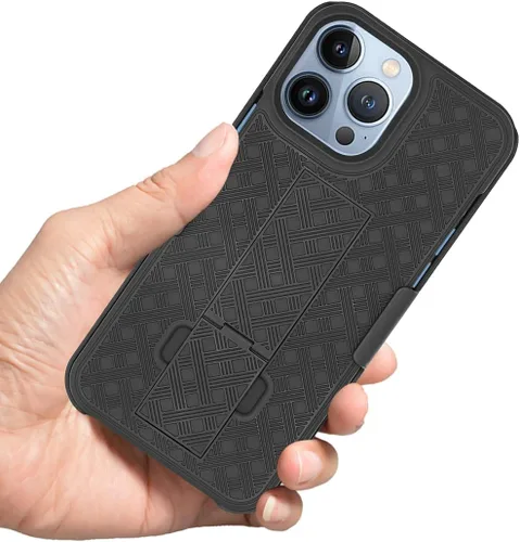 Vista 7 de Fingic Compatible con iPhone 13 Pro Max 5G, funda delgada y resistente con soporte giratorio para cinturón, funda a prueba de golpes para iPhone 13