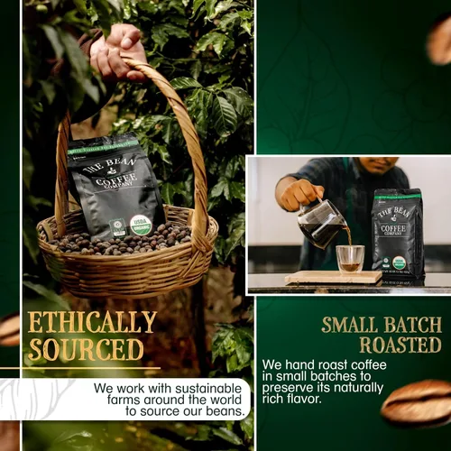 Vista 6 de The Bean Organic Coffee Company - Grano Aloha DECAF procesado con agua (avellana hawaiana), tostado medio, café molido, bolsa de 16 onzas, Café