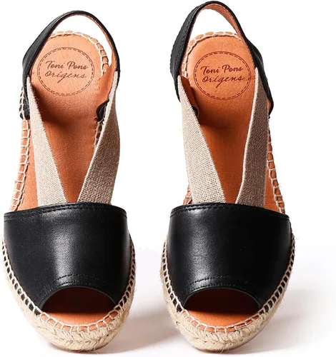 Vista 4 de Toni Pons Etna Mujer 'sleather Alpargatas sandalias Cuero negro