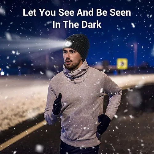 Vista 3 de HIGHEVER LED Beanie Hat with Light: Christmas Stocking Stuffers for Men Adult for Teen Boys Men Dad Winter Gifts