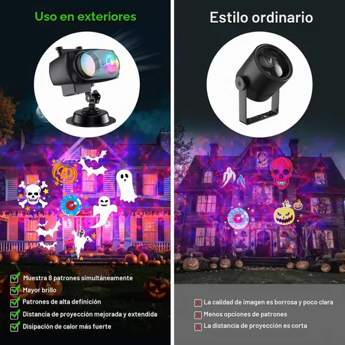 Vista 5 de 2025 Mejora de Luces de Proyector de Halloween y Navidad, COOLWUFAN Luces de Proyector para Interiores y Exteriores con Control Remoto y 20 Efectos