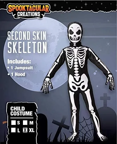 Vista 2 de Disfraz infantil de esqueleto ajustado para Halloween o truco o trato