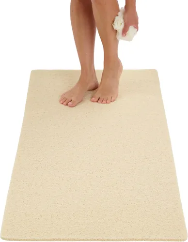 Vista 24 de Enkosi Alfombra de ducha antideslizante Loofah para suelos de ducha, bañera, baños, zonas húmedas, alfombrilla de baño acolchada con agujeros