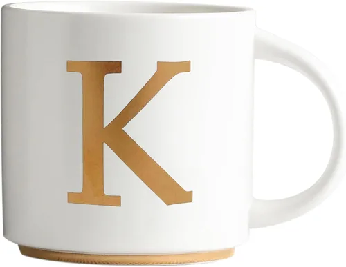 Vista 16 de COLLECTIVE HOME - Tazas de cerámica con monograma, tazas de café con inicial dorada de 15 onzas, elegantes tazas de té del alfabeto, elegante taza p