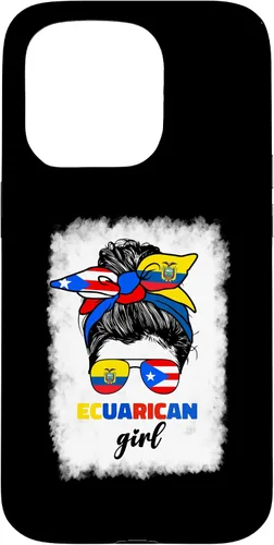 Vista 14 de Funda para iPhone 16, mitad ecuatoriana y puertorriqueña Rico Ecuador Flag Girl Mix