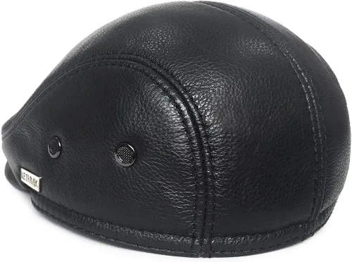 Vista 3 de LETHMIK Sombrero Plano de taxista en Piel Auténtica clásico Newsboy Cap Ivy de conducir