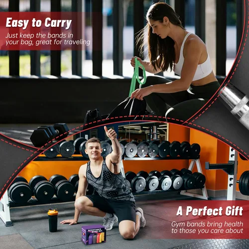 Vista 6 de Bandas de resistencia para entrenamiento, bandas de asistencia de 4 niveles, bandas de ejercicio para mujeres y hombres, bandas de entrenamiento