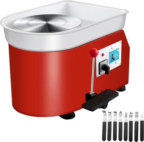 Vista 12 de VEVOR Rueda de cerámica de 11 pulgadas para adultos principiantes, máquina formadora eléctrica de 350 W con pedal de lavabo desmontable de 0 a 300