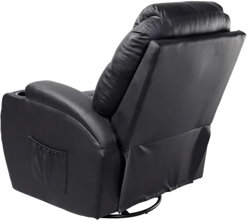 Vista 8 de GHP Negro Robusto Asientos Ergonómicos Masaje Reclinable Sofá Silla Salón Calentado w Control