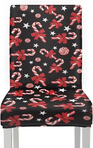 Vista 2 de HUGS IDEA Fundas para sillas de comedor de Navidad, bastón de caramelo, elásticas, fundas para sillas Parsons para comedor, lavables, fundas