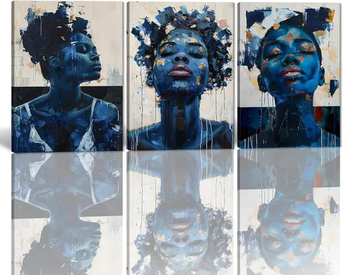 Vista 26 de MAMAGO Lienzo decorativo para pared, pintura de belleza dorada y negra, fotos de mujeres africanas, hermosos pósteres de mujer negra, impresiones