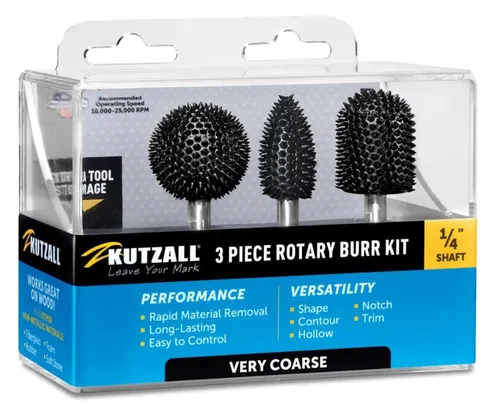 Vista 7 de Kutzall Kit de fresas rotativas de 3 piezas, eje de 1⁄4 pulgadas, grueso, brocas de tallado de madera para Bosch, DeWalt, Milwaukee Tools - Carburo