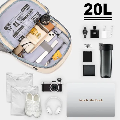 Vista 6 de Mochila de senderismo para mujeres y hombres de 20 litros con bolsillo extraíble para teléfono, mochila de viaje ligera pequeña mochila