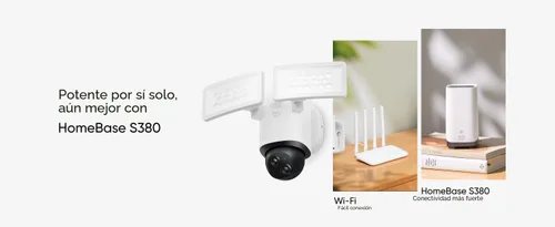 Vista 8 de eufy Security Floodlight - Cámara con cable E340 2pack+Homebase3, cámara de seguridad al aire libre, panorámica e inclinación de 355°, grabación