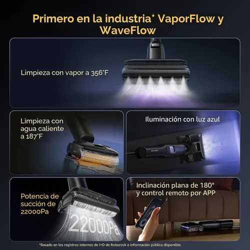 Vista 2 de roborock F25 Aspiradora Ultra de Vapor Húmeda y Seca, Trapeador de Vapor de 356°F y Aspiradora Trapeador Inalámbrica de Agua Caliente de 187°F Todo