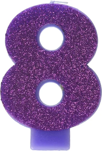Vista 3 de Caribbean Blue # 0 cumpleaños Glitter 3.25" Vela