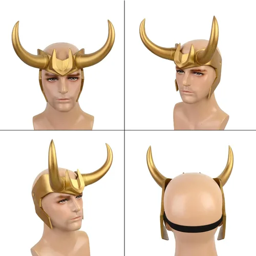 Vista 6 de Casco de Halloween con cuernos de superhéroe para hombre, para disfraz de rol, cosplay