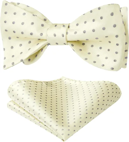 Vista 41 de HISDERN Pajaritas para hombre, diseño de lunares, corbatín y bolsillo cuadrado, clásico, esmoquin de negocios, boda, pajaritas, pañuelo