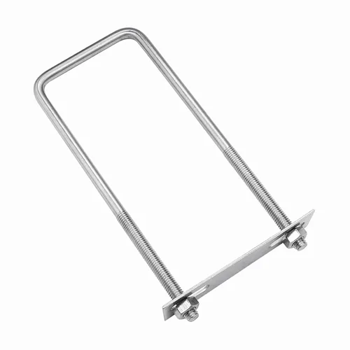 Vista 9 de Pernos en U cuadrados de acero inoxidable 304 de 1 "(25 mm) de ancho interior, 3 "(75 mm) de longitud inoxidable M8 con tuercas, placa de marco