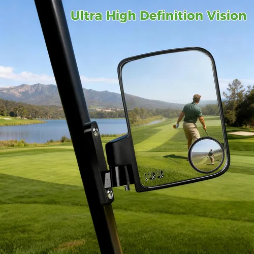 Vista 3 de 10L0L Espejo de carrito de golf sin perforación, espejos laterales con espejos de punto ciego, universal para Yamaha, Club Car, EZGO, espejos