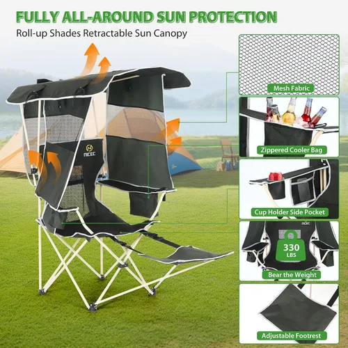 Vista 8 de Nice C Silla con toldo, sillas con sombras, silla plegable con toldo + silla de camping con toldo, silla de playa plegable con sombrilla, sillas