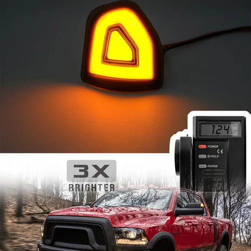 Vista 2 de Espejo lateral LED luces intermitentes para Dodge Ram 2010-2018 1500 2500 3500 Pickup ámbar Led espejo de remolque intermitente lámpara izquierda