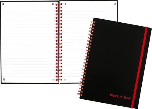 Vista 2 de Black n' Red cuaderno, diario de negocios, 11-3/4" x 8-1/4", 70 hojas, rayado, papel Optik, aplicación Scribzee, cubierta de polímero flexible