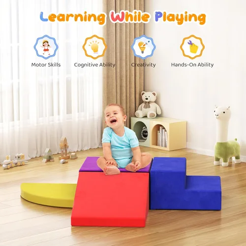 Vista 3 de Lischwert Bloques de escalada de espuma para niños pequeños de 1 a 3 años, juego suave de 4 piezas con juguetes de exploración para gatear, bloques
