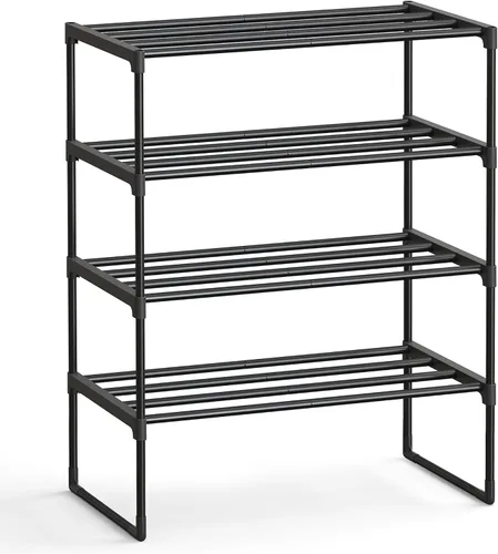 Vista 30 de SONGMICS Zapatero, Organizador de Zapatos de 2 Niveles, Estante de Almacenamiento de Metal, Vertical o Invertido, para 3-6 Pares, Apilable