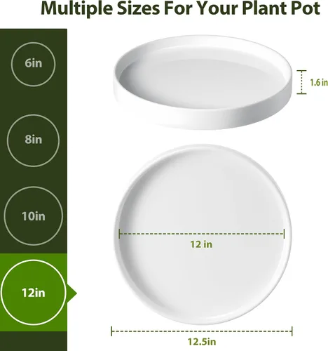 Vista 3 de Platillo de cerámica para plantas de 12.5 pulgadas, 1 unidad, color blanco