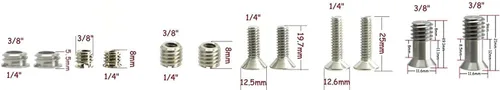 Vista 2 de Surtido de tornillos y bujes para trípode de 1/4" 3/8" ideal para abrazaderas de acero de reemplazo Desmond