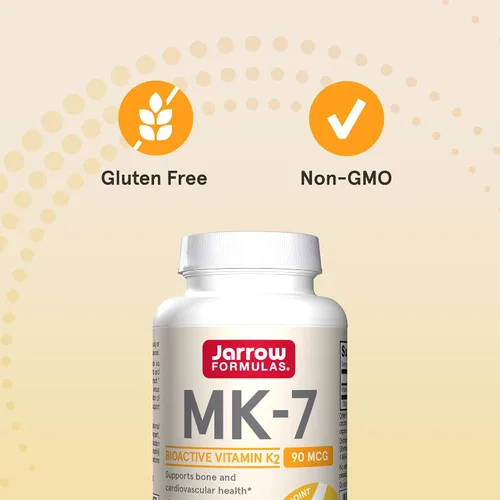 Vista 3 de Jarrow Formulas MK-7 90 mcg - Forma bioactiva de vitamina K2 - 60 porciones (cápsulas blandas) - para la salud ósea y cardiovascular - Suplemento