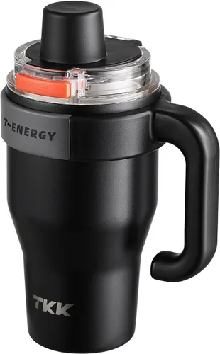 Vista 12 de TKK Vaso de 27 onzas con asa y popote, vaso aislado con revestimiento de cerámica, taza de viaje 100% a prueba de fugas para agua, té helado o café