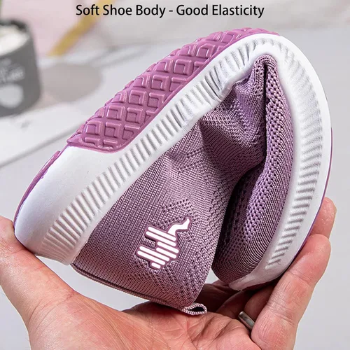 Vista 5 de Zapatos deportivos de malla de punto transpirables para mujer, antideslizantes, cómodos, ortopédicos, diabéticos, para caminar