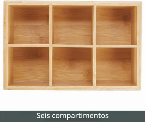 Vista 4 de mDesign Caja organizadora de bambú para almacenamiento de té y alimentos, estuche de madera para bolsas de té, café, aperitivos, azúcar