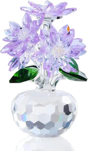 Vista 8 de Figurita de Margarita Azul de Cristal de Ornalrist, Regalos para Mujeres, Amiga, Bouquet de Margaritas de Vidrio Decoración Floral Coleccionable