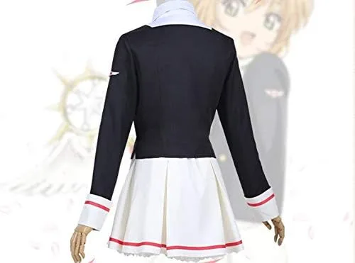Vista 4 de Anime Cosplay Card Captor Sakura Cos uniforme japonés Daily Woman Niñas Kinomoto Sakura Cosplay traje Top+falda + corbata + calcetines (S)